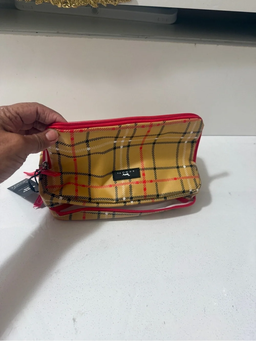 Polyester toiletry bag, SCOUT 3-Way Bag in Burrrberry plaid pattern
